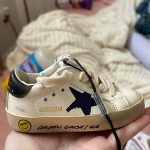 Golden Goose Kids' White and Black Star Sneakers